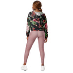 Women’s cropped windbreaker Vintage Floral Rose Garden Flower Summer Rose Women's Cropped Windbreaker Jacket