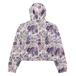 Women’s cropped windbreaker Vintage Floral Rose Purple Summer Rose Women's Cropped Windbreaker Jacket