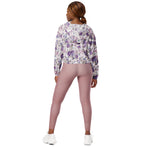 Women’s cropped windbreaker Vintage Floral Rose Purple Summer Rose Women's Cropped Windbreaker Jacket