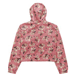 Women’s cropped windbreaker Vintage flower seamless pattern on pink Summer Rose Women's Cropped Windbreaker Jacket