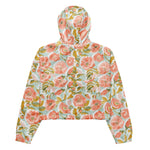 Women’s cropped windbreaker Vintage Pattern with Blooming Rose Hips and Fruits Summer Rose Women's Cropped Windbreaker Jacket