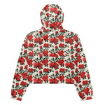 Women’s cropped windbreaker Vintage Pattern With Roses Summer Rose Women's Cropped Windbreaker Jacket