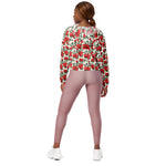 Women’s cropped windbreaker Vintage Pattern With Roses Summer Rose Women's Cropped Windbreaker Jacket