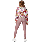 Women’s cropped windbreaker Vintage Pink Coral Elegant Roses Floral Summer Rose Women's Cropped Windbreaker Jacket