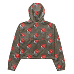 Women’s cropped windbreaker Vintage Pink Roses Pattern Summer Rose Women's Cropped Windbreaker Jacket