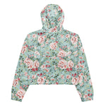 Women’s cropped windbreaker Vintage Rose Flower pattern on navy Summer Rose Women's Cropped Windbreaker Jacket