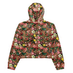 Women’s cropped windbreaker Vintage Rose Garden in Teal Summer Rose Women's Cropped Windbreaker Jacket