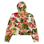 Women’s cropped windbreaker Vintage Summer Pink Rose Peonies Flowers1 Summer Rose Women's Cropped Windbreaker Jacket