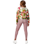 Women’s cropped windbreaker Vintage Summer Pink Rose Peonies Flowers1 Summer Rose Women's Cropped Windbreaker Jacket