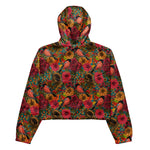 Women’s cropped windbreaker Vintage Tropical Autumn Garden Flower Summer Rose Women's Cropped Windbreaker Jacket