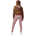 Women’s cropped windbreaker Vintage Tropical Autumn Garden Flower Summer Rose Women's Cropped Windbreaker Jacket
