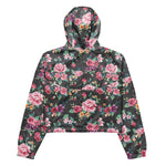 Women’s cropped windbreaker Vintage Tropical Rose Flower pattern Summer Rose Women's Cropped Windbreaker Jacket