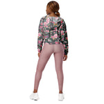 Women’s cropped windbreaker Vintage Tropical Rose Flower pattern Summer Rose Women's Cropped Windbreaker Jacket
