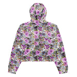 Women’s cropped windbreaker Watercolor Floral Rose Purple Pattern Summer Rose Women's Cropped Windbreaker Jacket