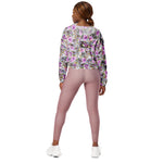 Women’s cropped windbreaker Watercolor Floral Rose Purple Pattern Summer Rose Women's Cropped Windbreaker Jacket