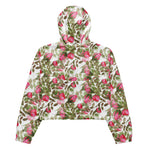 Women’s cropped windbreaker Watercolor Flowers Pink Roses Floral Summer Rose Women's Cropped Windbreaker Jacket