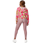 Women’s cropped windbreaker Watercolor Flowers Vintage floral Summer Rose Women's Cropped Windbreaker Jacket