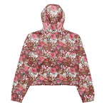 Women’s cropped windbreaker Watercolor Pink Floral Rose Summer Rose Women's Cropped Windbreaker Jacket