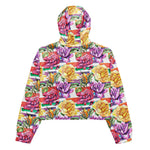 Women’s cropped windbreaker Watercolor Rose Floral Botanical Flower Summer Rose Women's Cropped Windbreaker Jacket