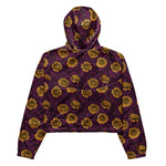Women’s cropped windbreaker Yellow roses and Purple Leaves Summer Rose Women's Cropped Windbreaker Jacket
