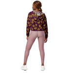 Women’s cropped windbreaker Yellow roses and Purple Leaves Summer Rose Women's Cropped Windbreaker Jacket