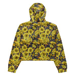 Women’s cropped windbreaker Yellow Roses with Blue Leaves Summer Rose Women's Cropped Windbreaker Jacket