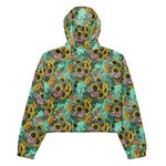 Women’s cropped windbreaker Yellow Sunflowers and Pink Roses Flower Summer Rose Women's Cropped Windbreaker Jacket