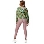 Women’s cropped windbreaker Yellow Sunflowers and Pink Roses Flower Summer Rose Women's Cropped Windbreaker Jacket