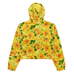 Women’s cropped windbreaker Yellow Watercolor Roses Garden Summer Rose Women's Cropped Windbreaker Jacket