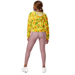Women’s cropped windbreaker Yellow Watercolor Roses Garden Summer Rose Women's Cropped Windbreaker Jacket