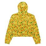 Women’s cropped windbreaker Yellow watercolor Roses pattern Summer Rose Women's Cropped Windbreaker Jacket