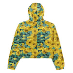 Women’s cropped windbreaker Yellow Watercolor Roses with Leaves and Buds pattern Summer Rose Women's Cropped Windbreaker Jacket