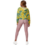 Women’s cropped windbreaker Yellow Watercolor Roses with Leaves and Buds pattern Summer Rose Women's Cropped Windbreaker Jacket