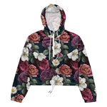 Women’s cropped windbreaker Floral Pattern Garden Flower Summer Rose Women's Cropped Windbreaker