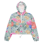 Women’s cropped windbreaker Floral Pattern Pink Rose Watercolor Summer Rose Women's Cropped Windbreaker