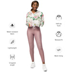 Women’s cropped windbreaker Floral Pattern Pink Rose Summer Rose Women's Cropped Windbreaker