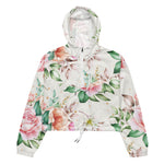 Women’s cropped windbreaker Floral Pattern Pink Rose Summer Rose Women's Cropped Windbreaker