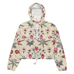 Women’s cropped windbreaker Floral Pattern Red Summer Rose Women's Cropped Windbreaker