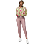 Women’s cropped windbreaker Floral Pattern Rose Flowers Summer Rose Women's Cropped Windbreaker