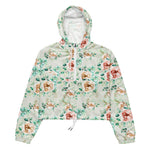 Women’s cropped windbreaker Floral Pattern Rose Pink Garden Summer Rose Women's Cropped Windbreaker
