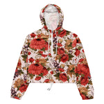 Women’s cropped windbreaker Floral pattern Roses with chrysanthemum Garden Summer Rose Women's Cropped Windbreaker