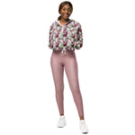Women’s cropped windbreaker Floral Pattern Tissue Summer Rose Women's Cropped Windbreaker