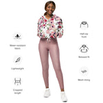 Women’s cropped windbreaker Floral pattern with Roses Garden Watercolor Summer Rose Women's Cropped Windbreaker