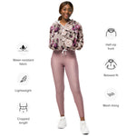 Women’s cropped windbreaker Floral Pattern with Roses on Light Summer Rose Women's Cropped Windbreaker