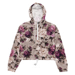 Women’s cropped windbreaker Floral Pattern with Roses on Light Summer Rose Women's Cropped Windbreaker