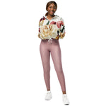 Women’s cropped windbreaker Floral pattern with Roses Watercolor Summer Rose Women's Cropped Windbreaker