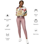 Women’s cropped windbreaker Floral pattern with Roses Watercolor Summer Rose Women's Cropped Windbreaker