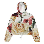 Women’s cropped windbreaker Floral pattern with Roses Watercolor Summer Rose Women's Cropped Windbreaker