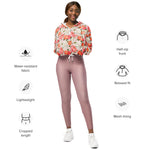 Women’s cropped windbreaker Floral Rose Flower Watercolor Summer Rose Women's Cropped Windbreaker Jacket