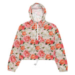 Women’s cropped windbreaker Floral Rose Flower Watercolor Summer Rose Women's Cropped Windbreaker Jacket